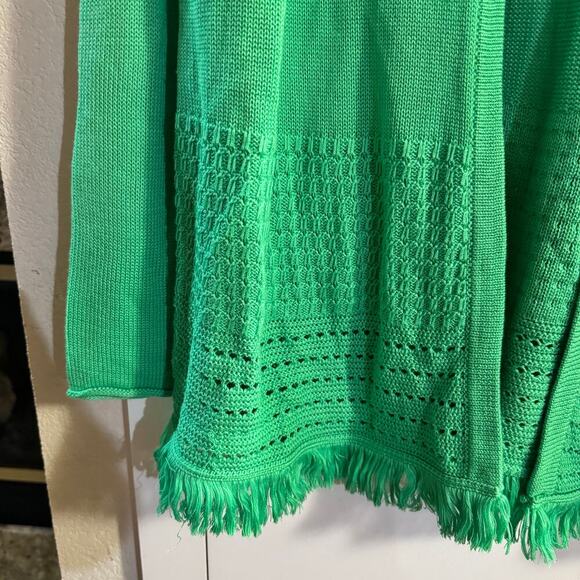 Lilly Pulitzer Cabana Green Open Front Noble Cardigan Fringe Size Medium - Picture 6 of 6